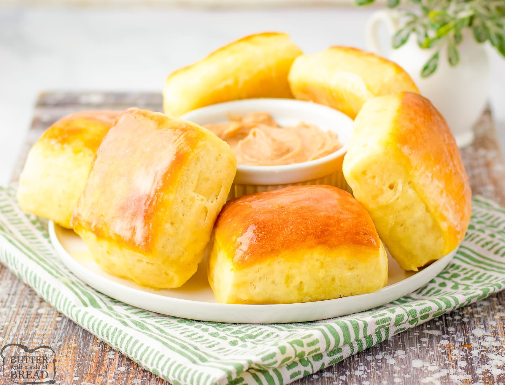 homemade yeast square rolls on a plate