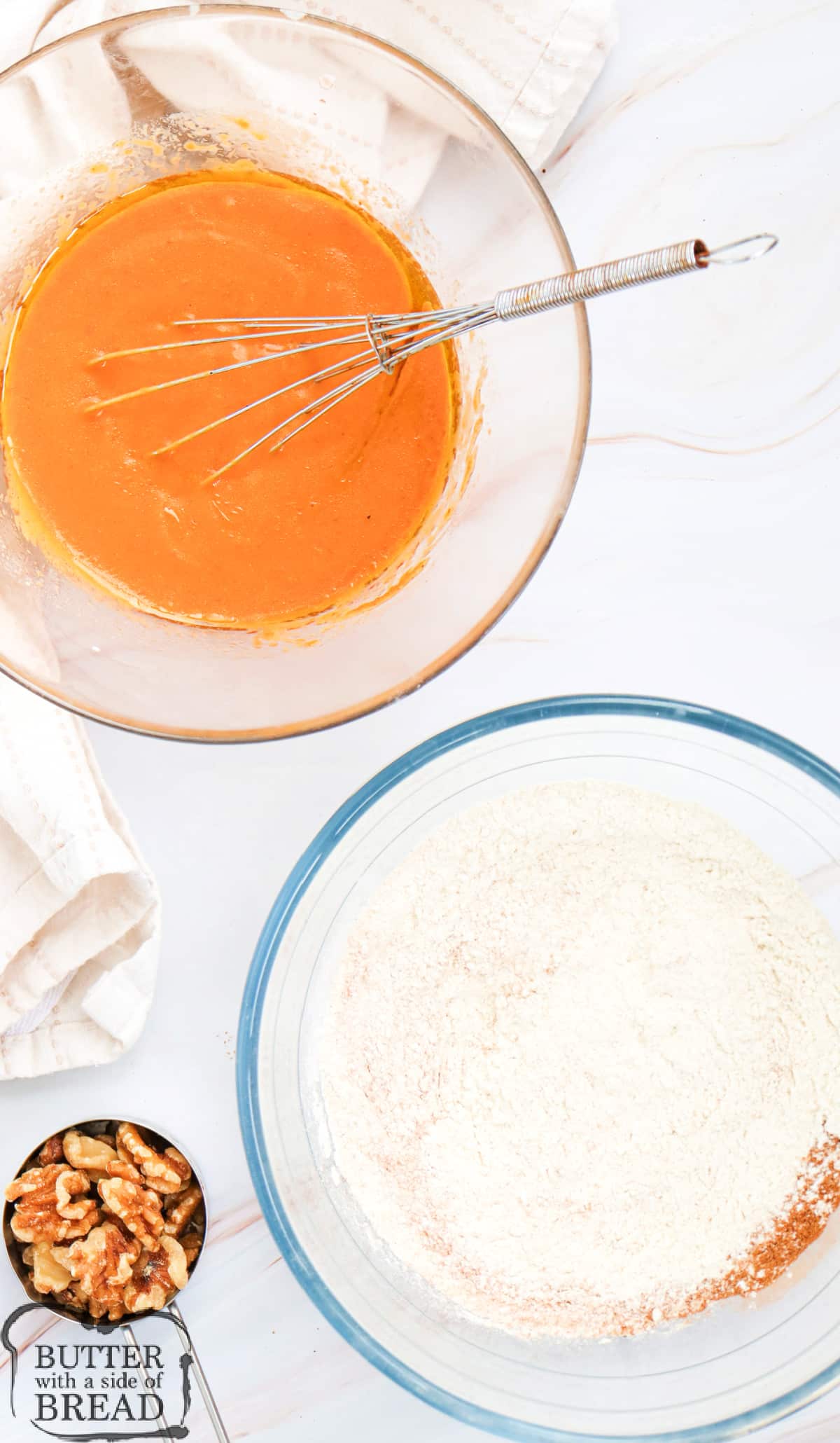 Combine wet and dry ingredients.