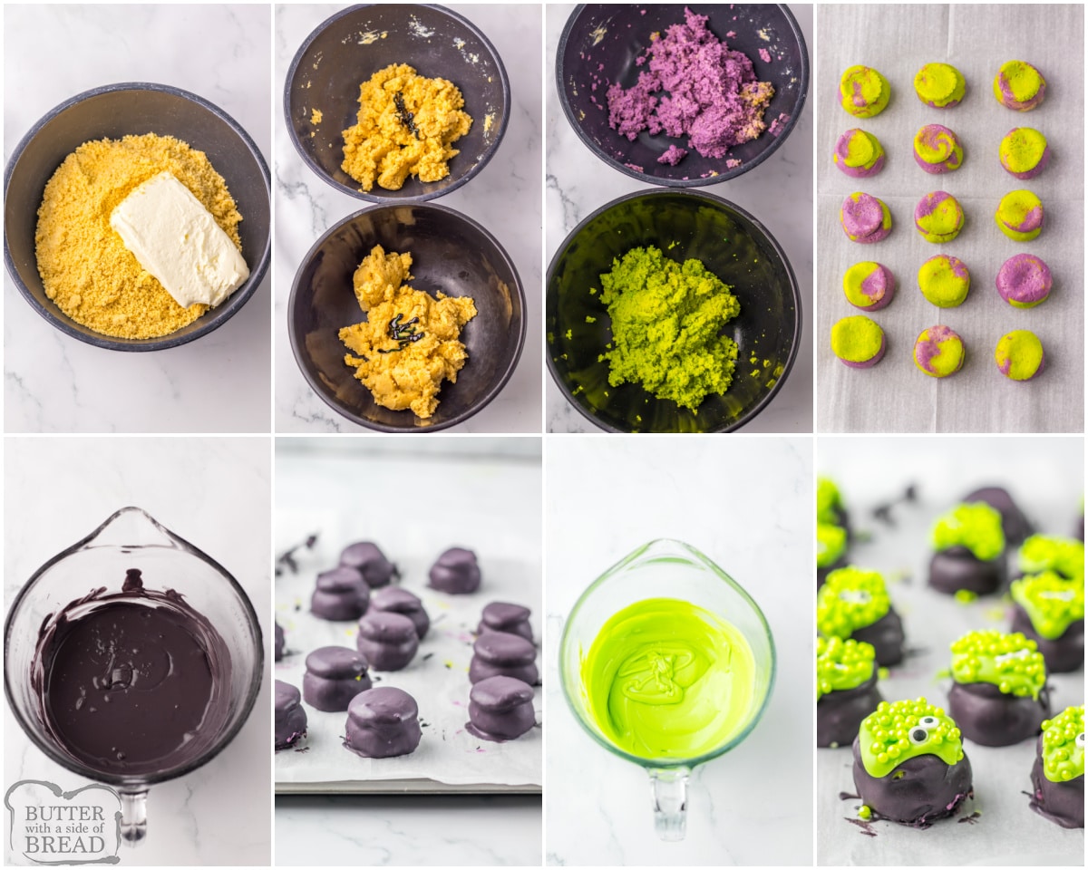 how to make Oreo cookie balls into cauldrons for Halloween
