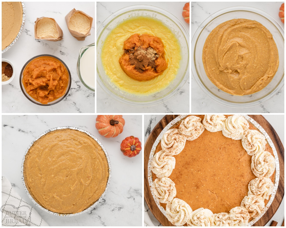 making a no bake pumpkin pie with pudding mix