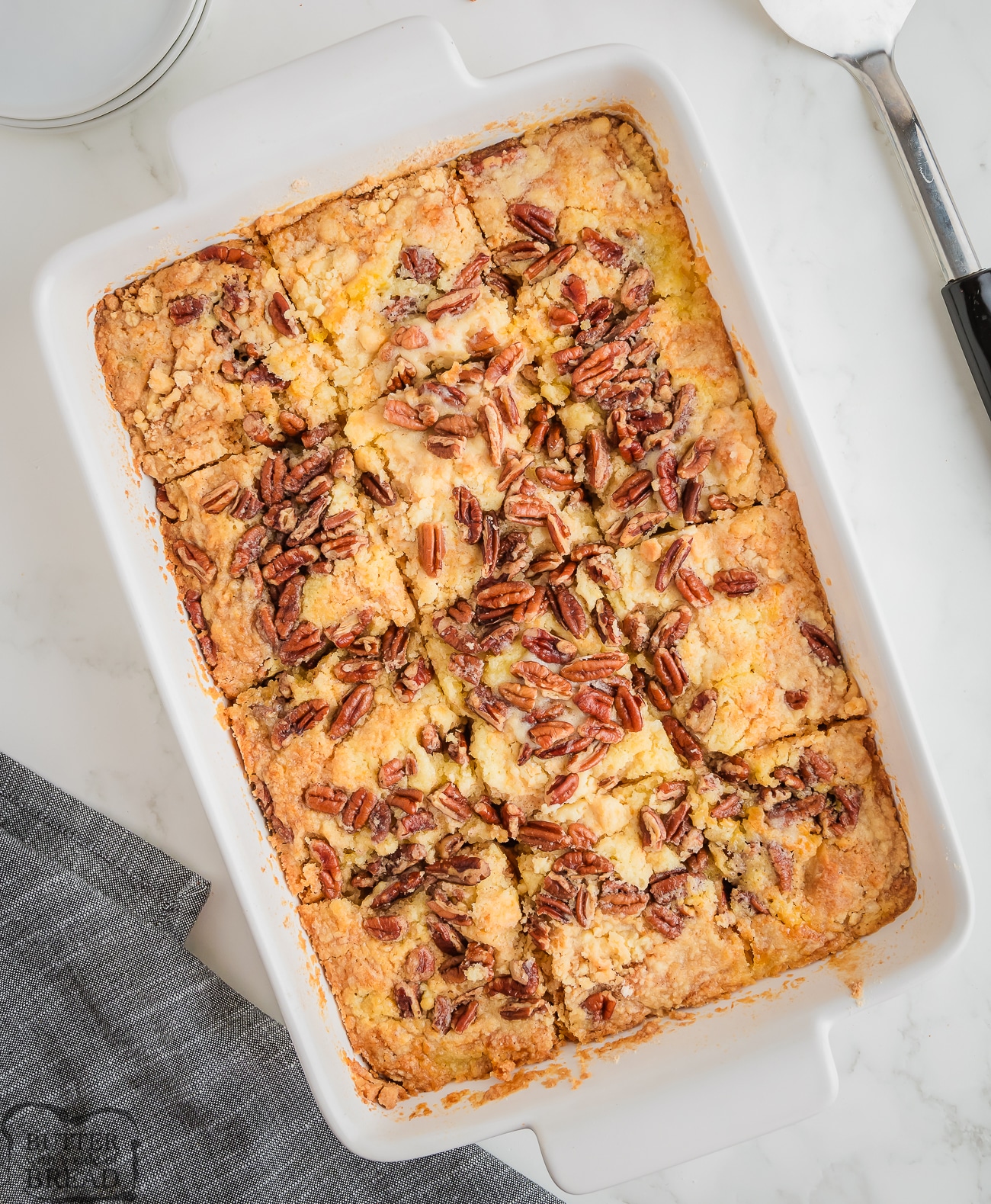 9x13 casserole pan with pumpkin dump cake