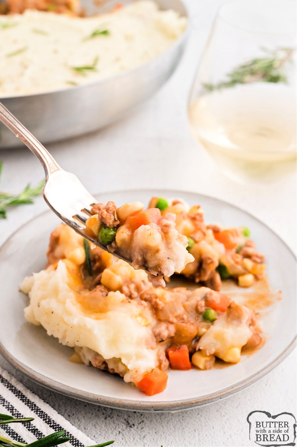 Serving of shepherd's pie.
