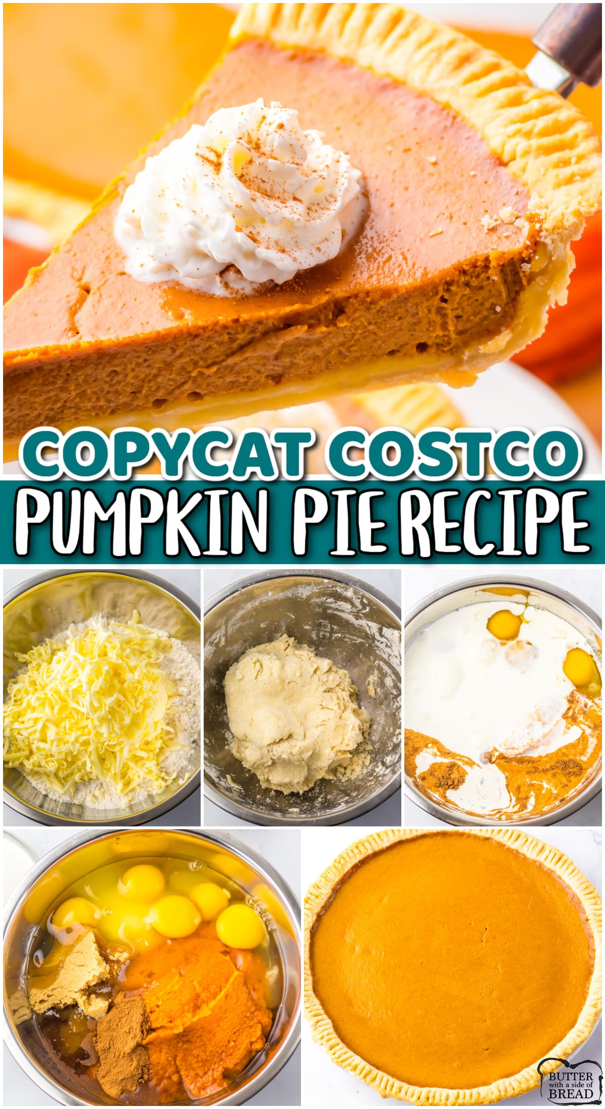 Homemade recipe for the popular Costco Pumpkin Pie that flies off the shelves every year! Classic 12" pumpkin pie that tastes just like the original!