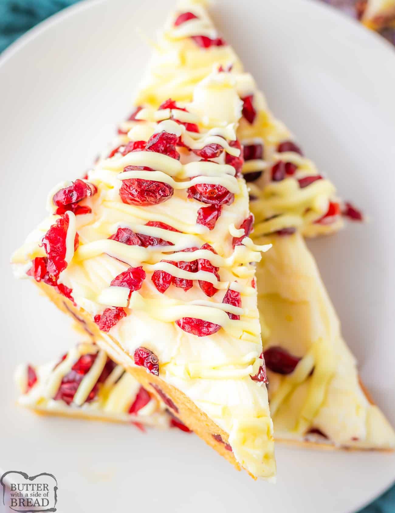 cranberry bliss bars cut into triangles
