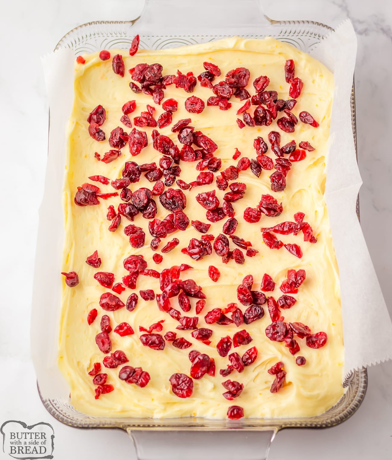 Starbucks cranberry bars in a 9x13 pan
