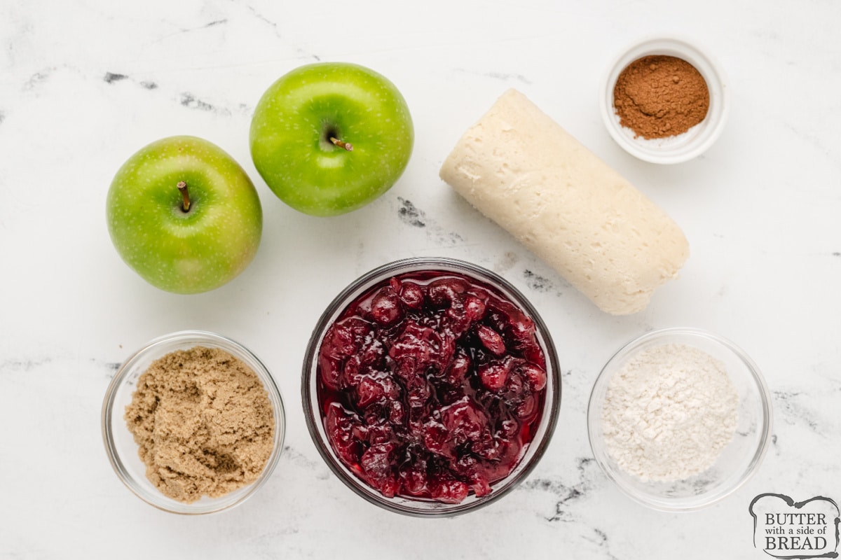 Ingredients in Cranberry Apple Cobbler.