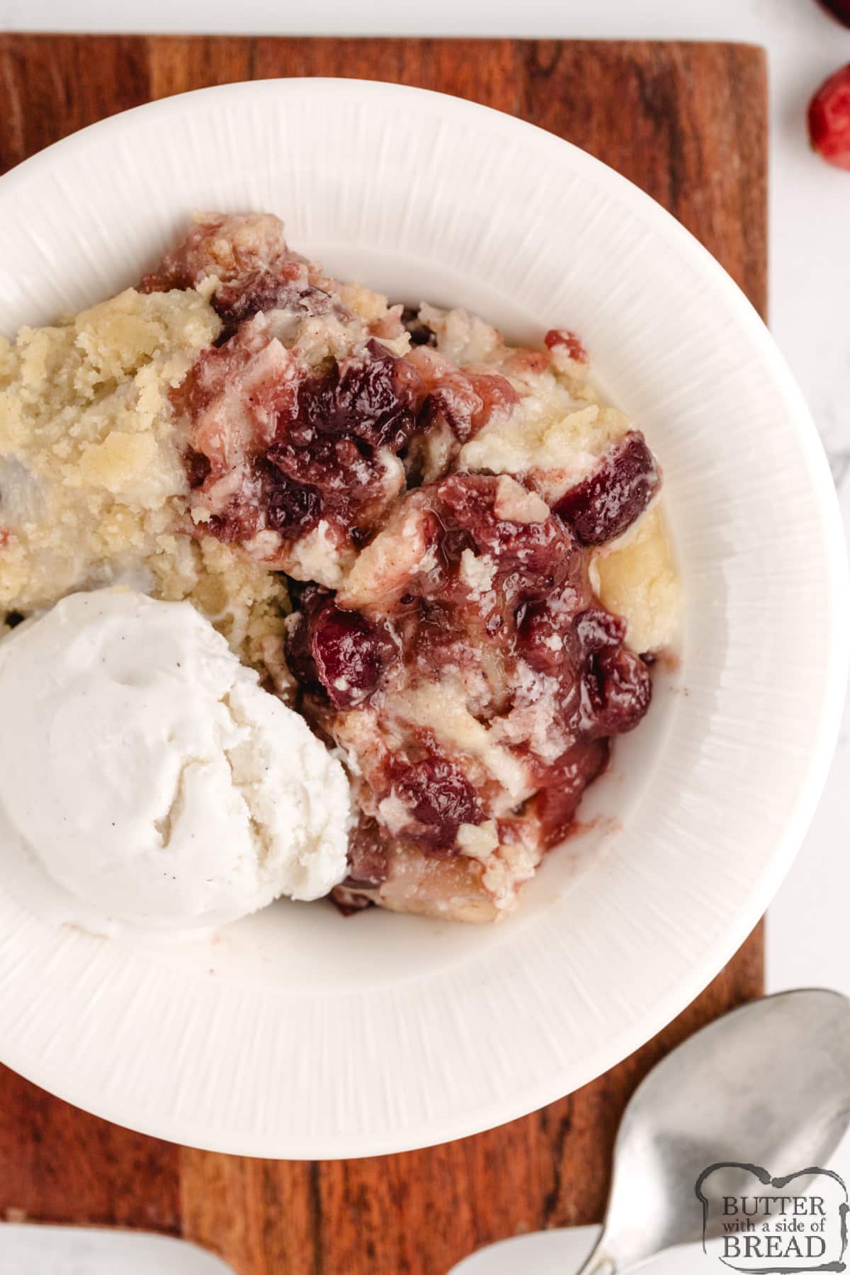 Fall dessert with vanilla ice cream.