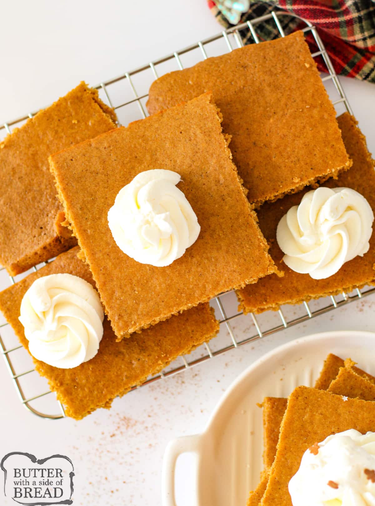 Gingerbread pancakes with whipped cream.