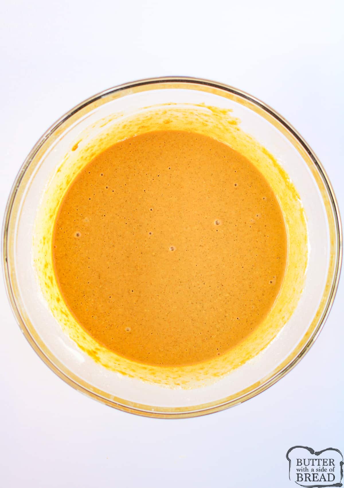 Pancake batter in a bowl.