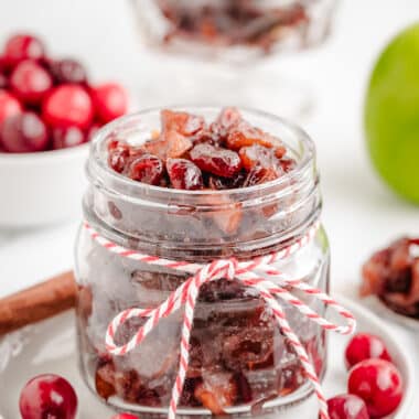 dried cranberries made into a chutney for Thanksgiving