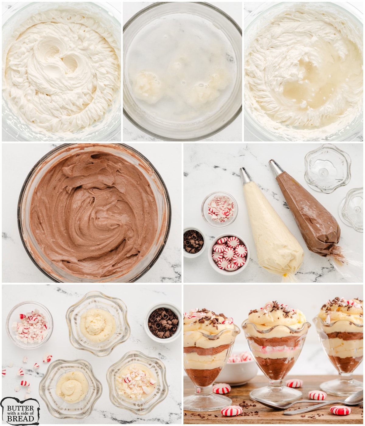 how to make layered peppermint mousse for the holidays