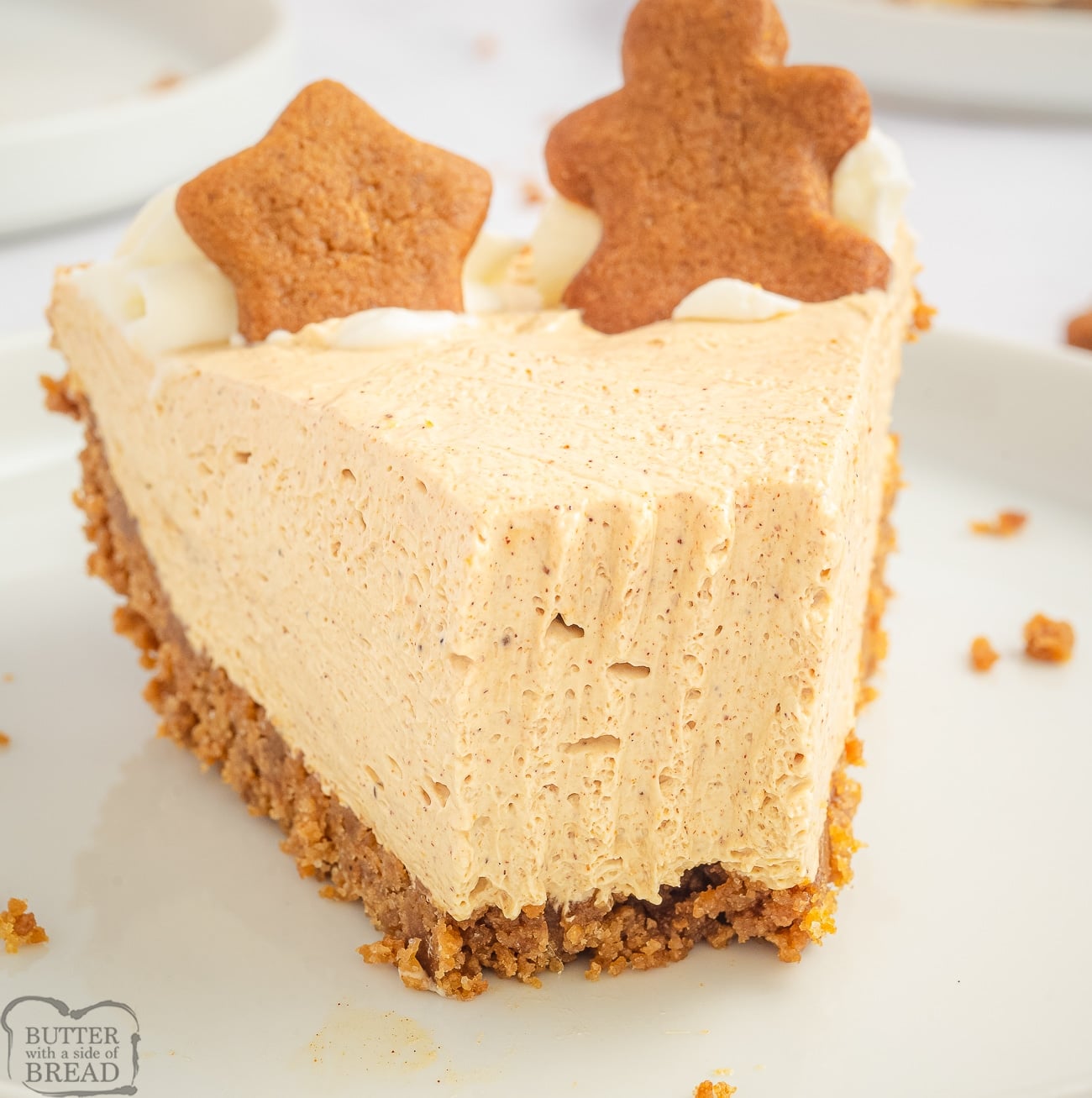 taking a bite out of a gingerbread cream pie