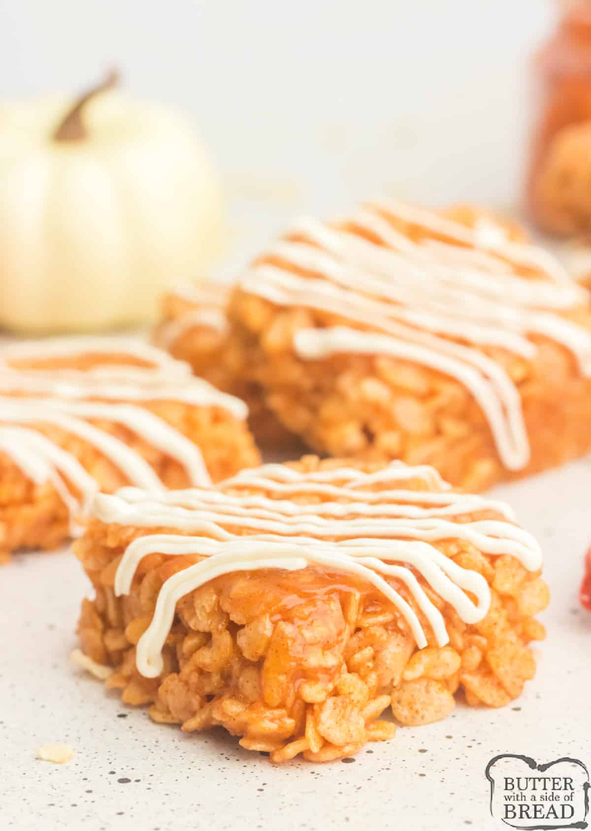 Rice Krispie treats made with pumpkin.