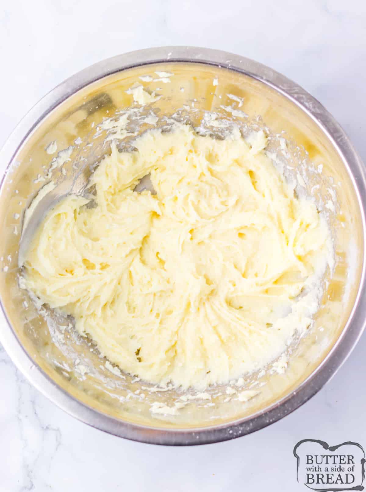 Cream cheese and powdered sugar mixed together. 