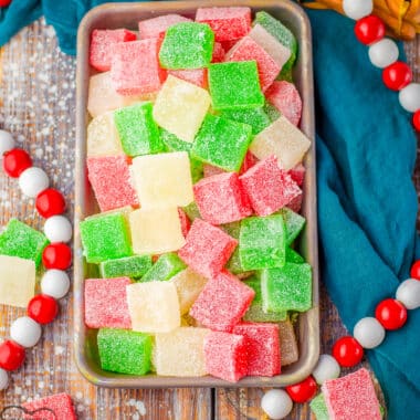 gumdrops made with gelatin on a pan