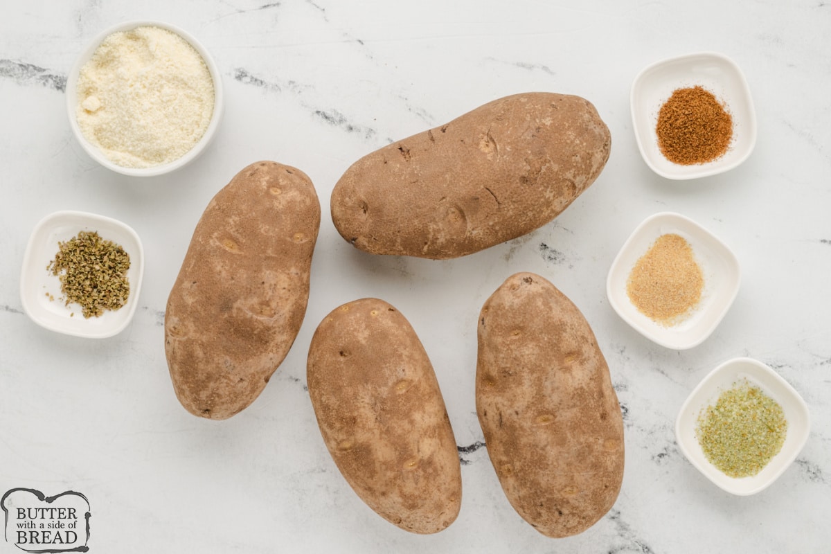Ingredients in Baked Parmesan Potato Wedges.
