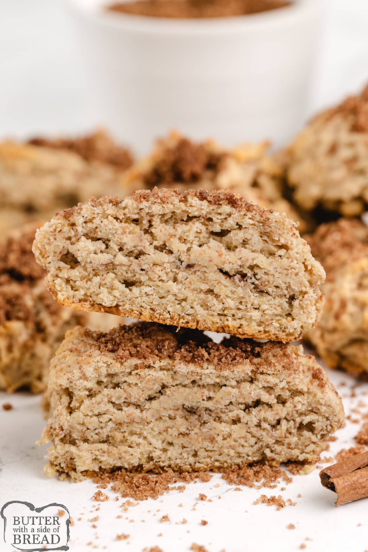 Brown Sugar Drop Biscuit cut in half. 