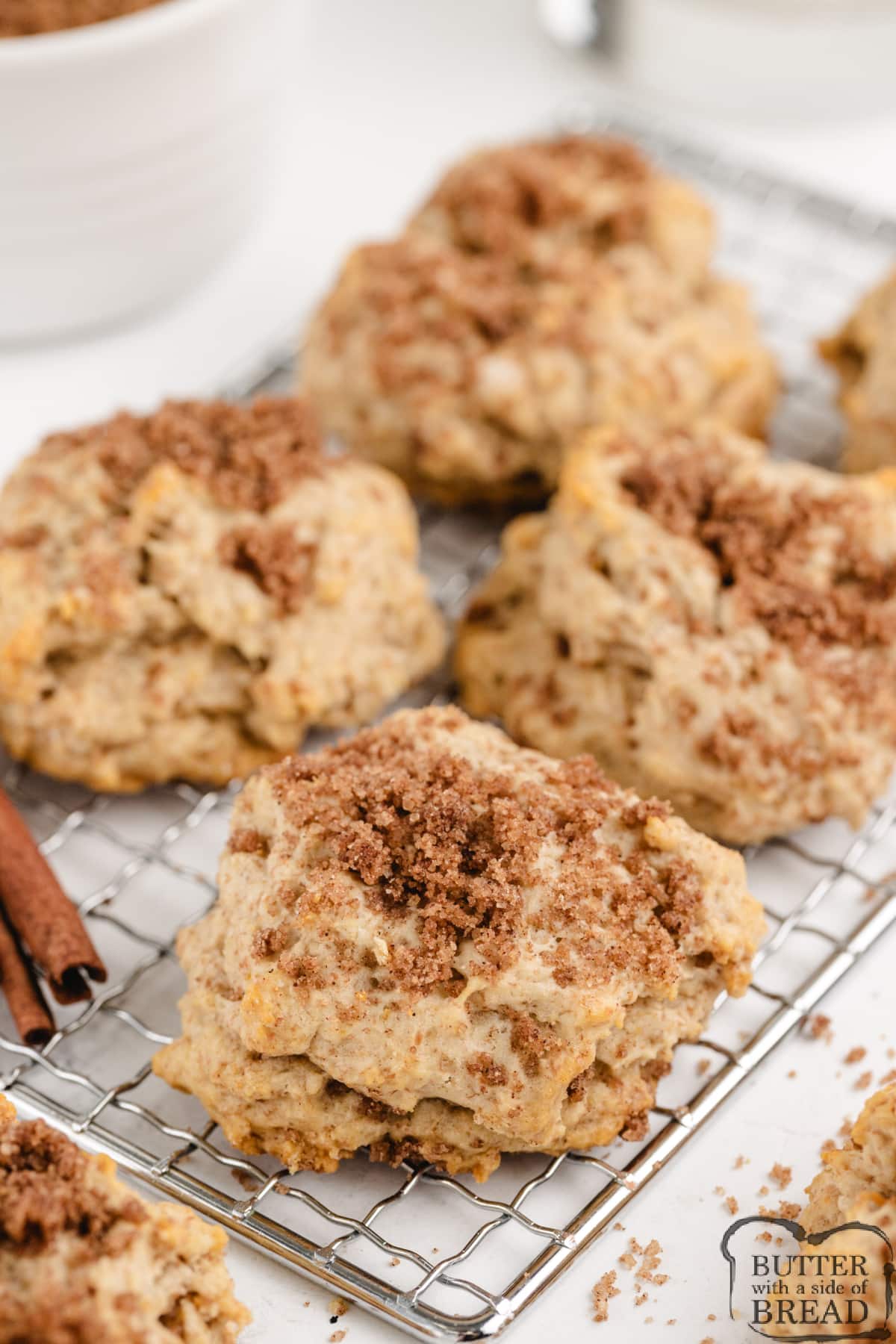 Biscuits made with apple juice and a brown sugar topping. 
