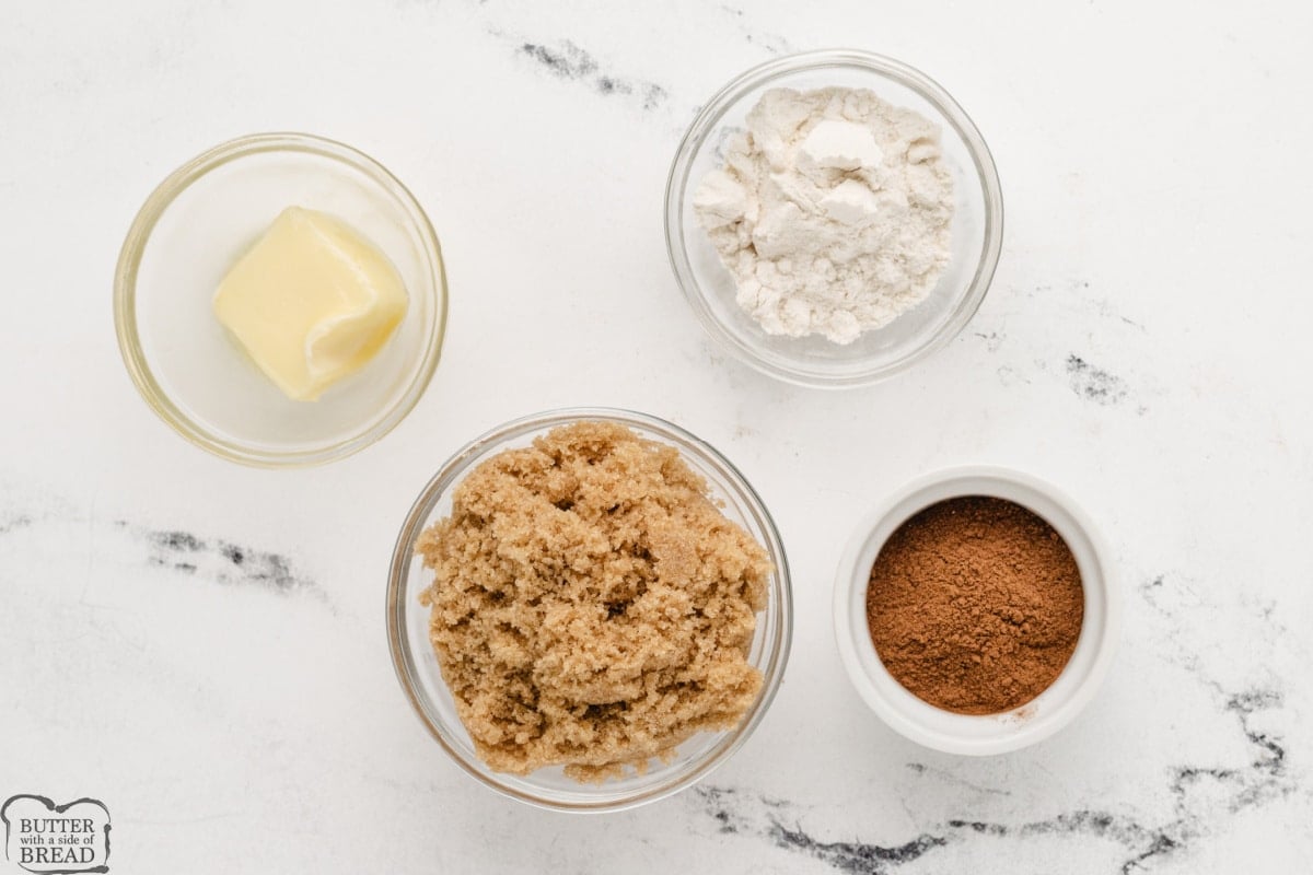 Ingredients in brown sugar topping for biscuits.