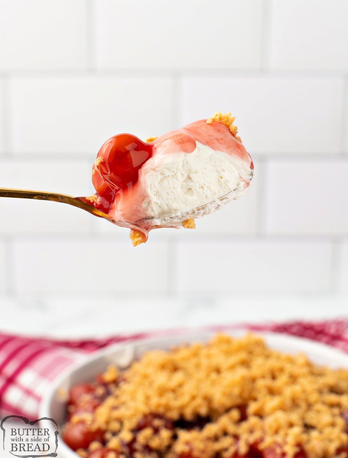 Bite of cheesecake dip.