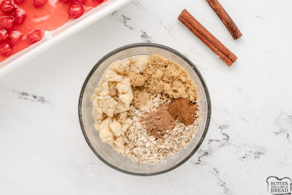 Add the other ingredients to the crisp topping.