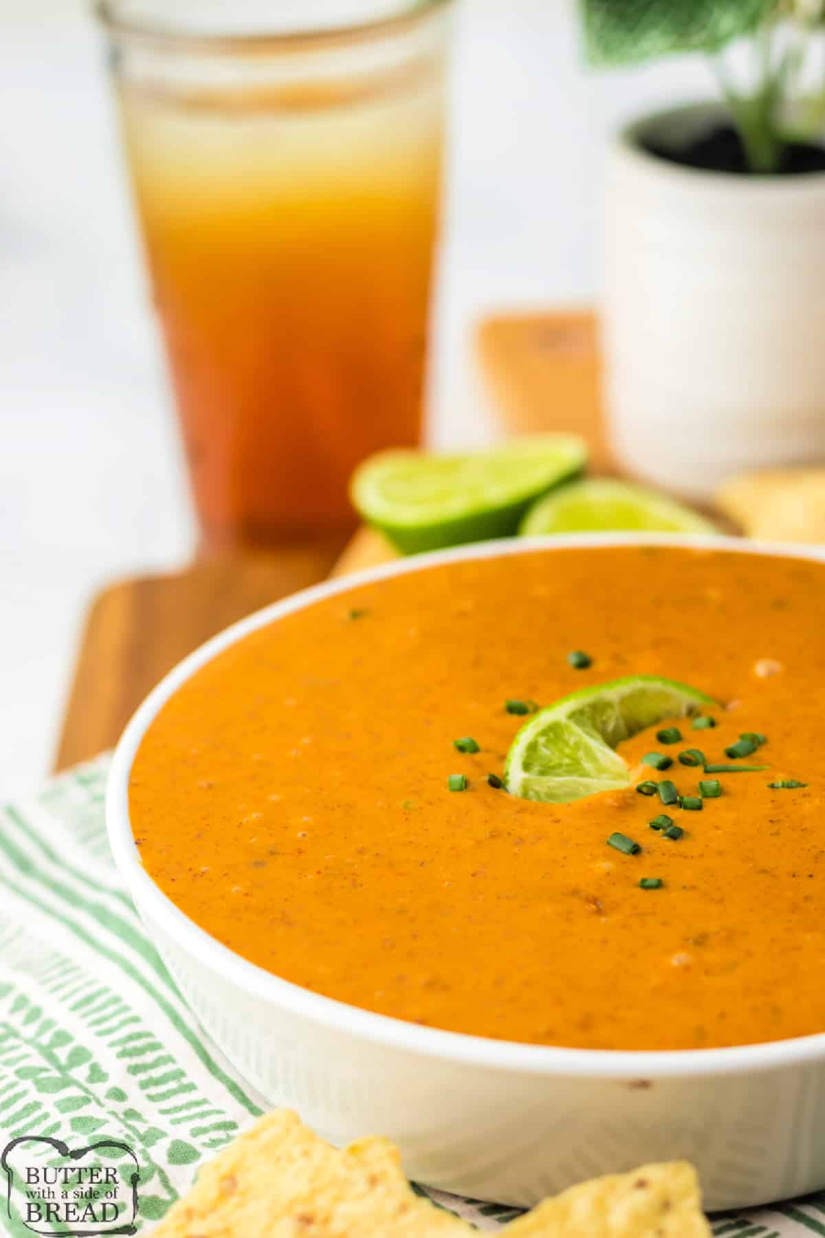 Bowl of queso dip.