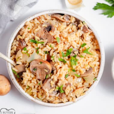 bowl of mushroom rice