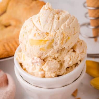 big bowl of homemade apple pie ice cream