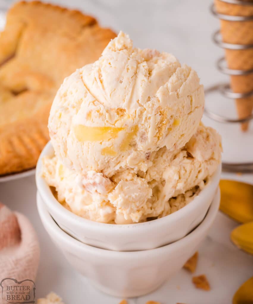 big bowl of homemade apple pie ice cream