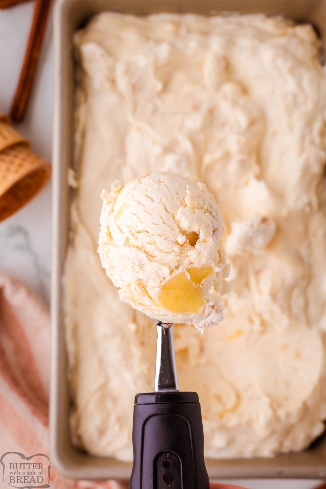 scooping up apple pie ice cream