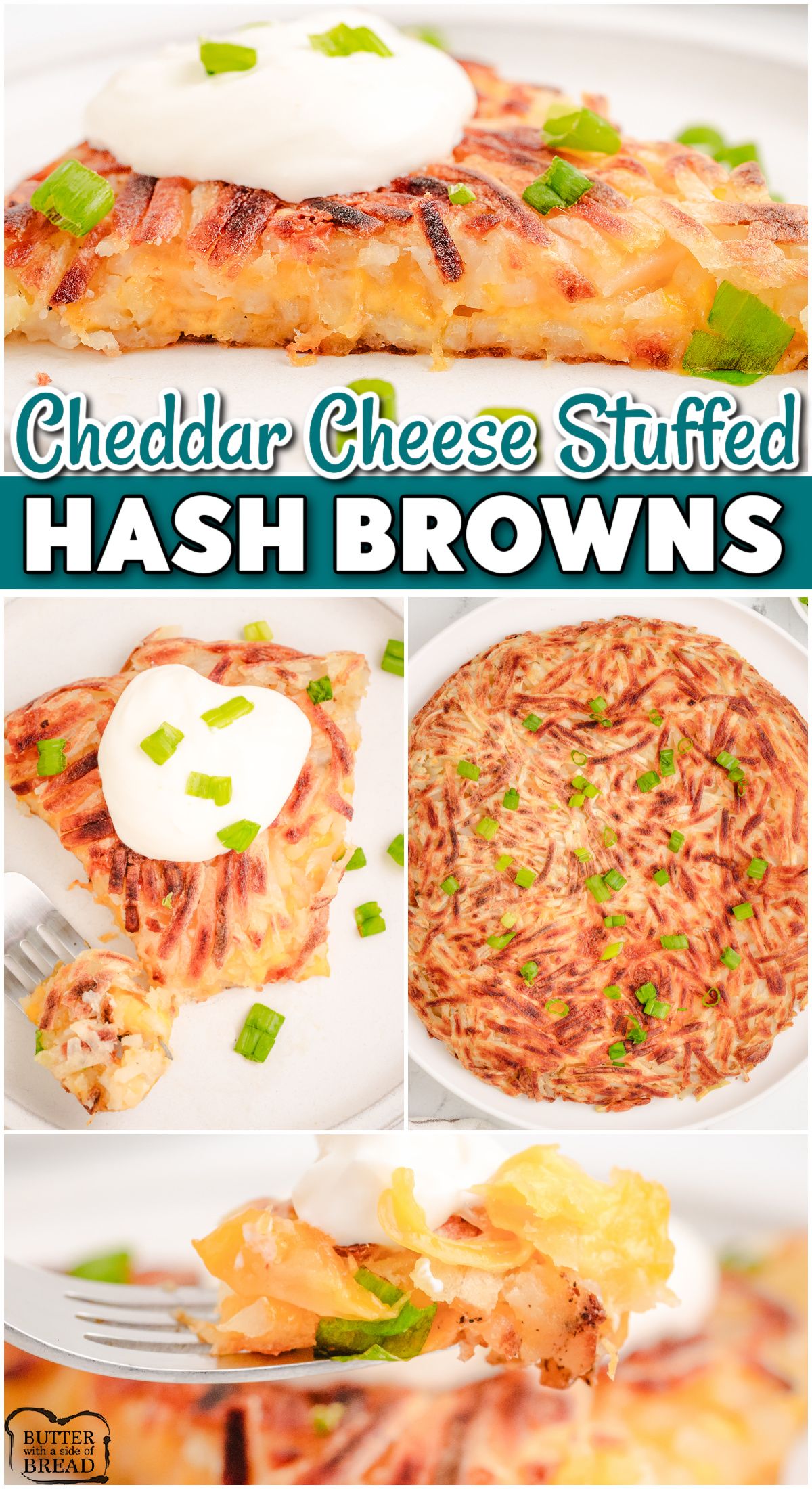 Serve these Cheese Stuffed Hash Browns for breakfast and everyone is sure to devour them! Crispy hash browns fried up with a layer of melted cheese inside!