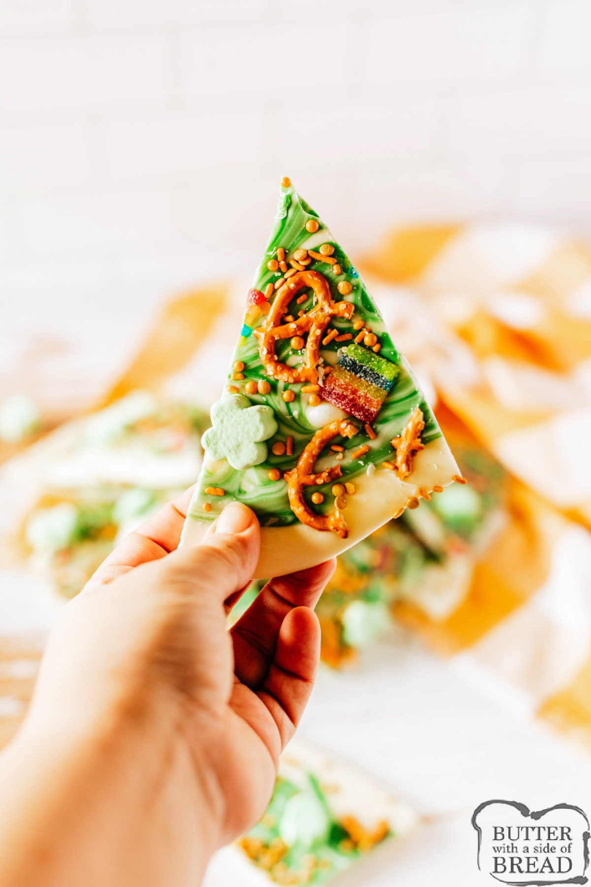 Serving of St. Patrick's Day bark.