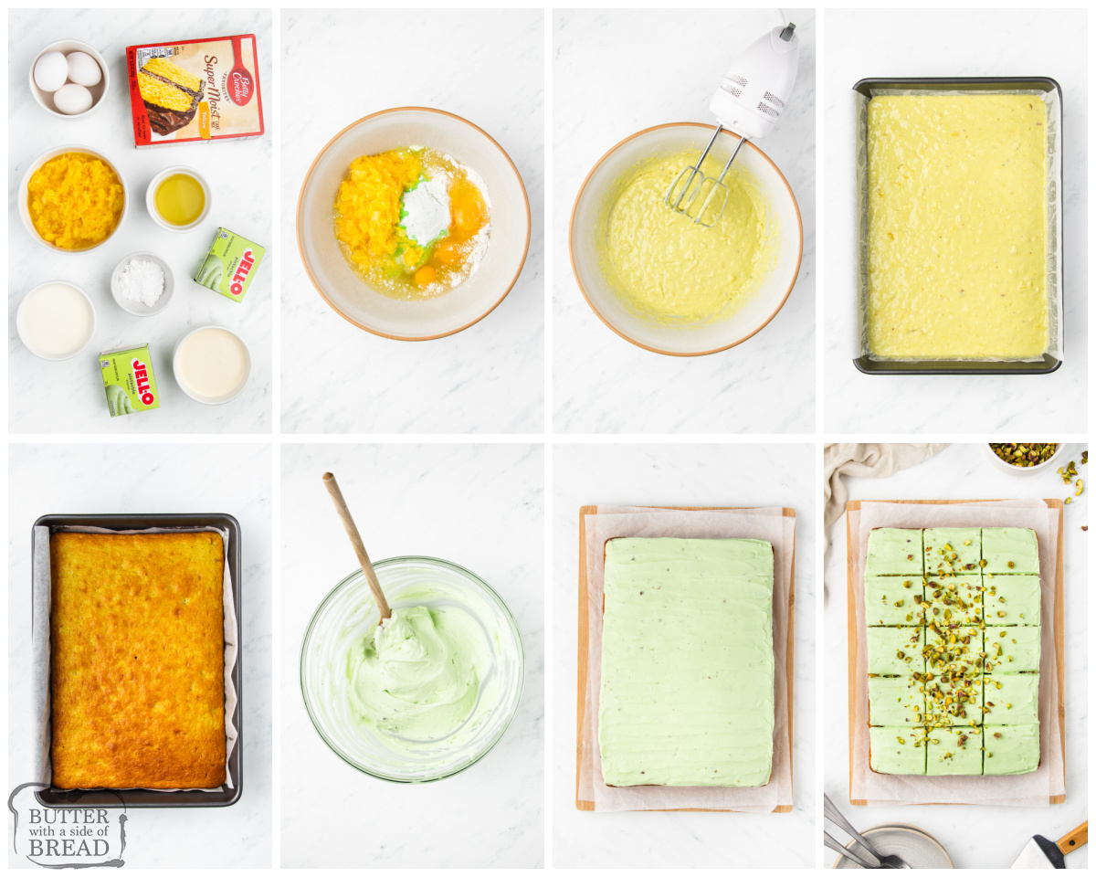 how to make a pistachio and pineapple sheet cake