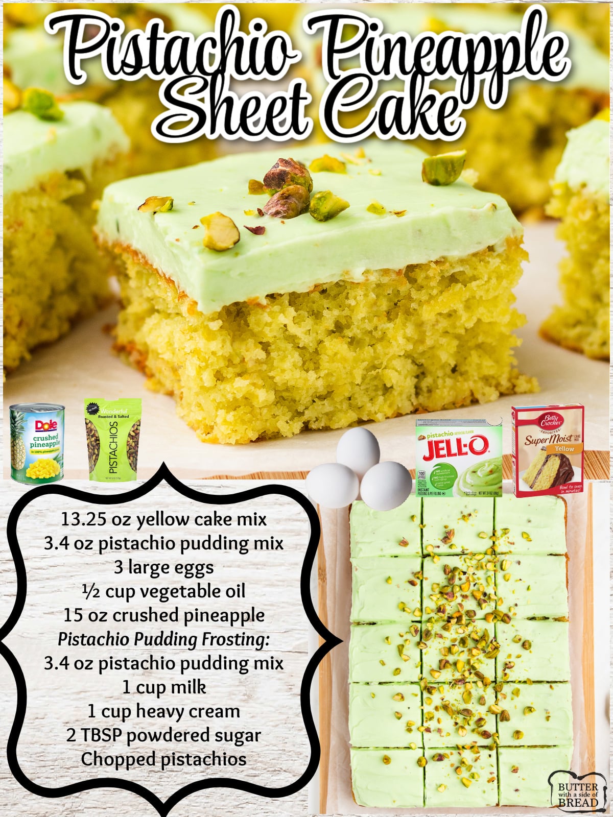 making a perfect pistachio pineapple sheet cake