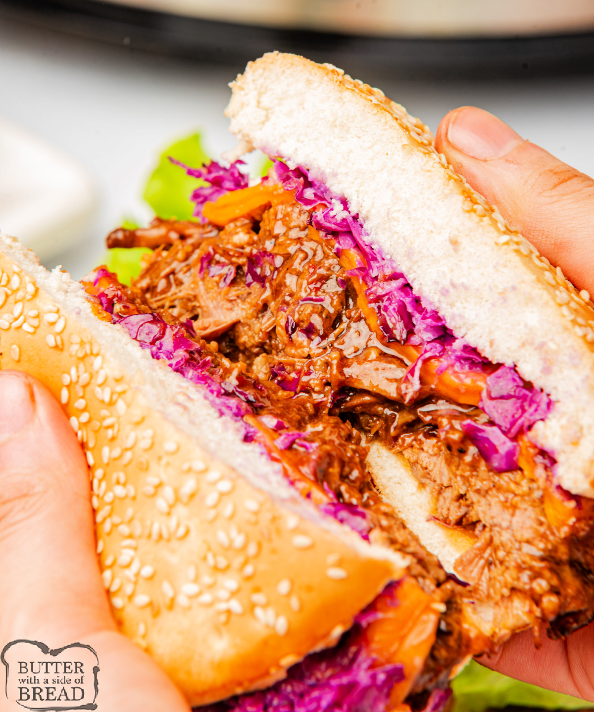 Sandwich made with bbq brisket.