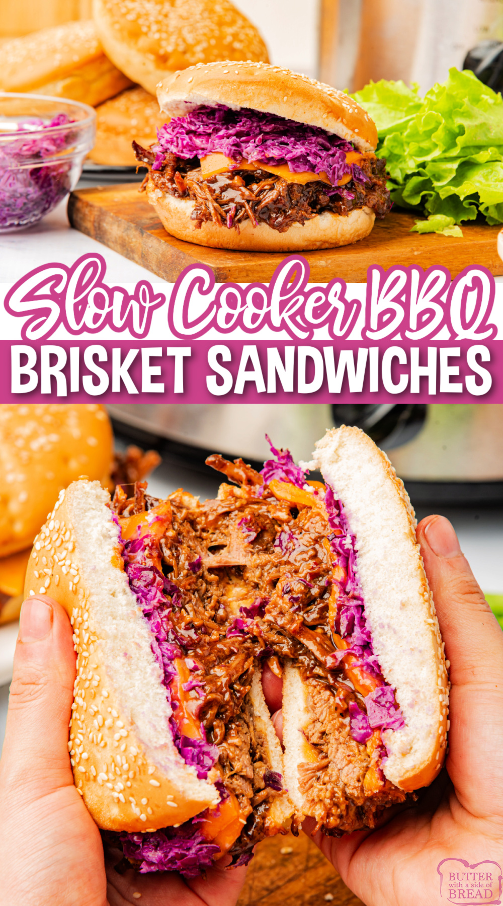 Slow Cooker BBQ Brisket Sandwiches are the perfect easy weeknight dinner. Juicy, tender brisket cooked with a variety of spices and a simple flavorful sauce.