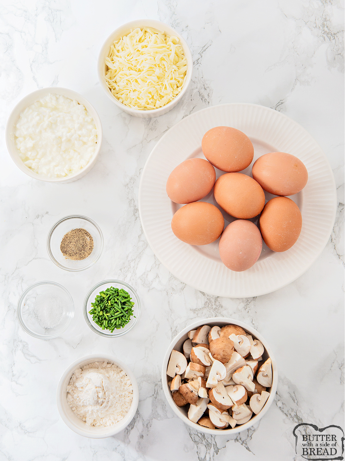 Ingredients in Cottage Cheese Egg Muffins.