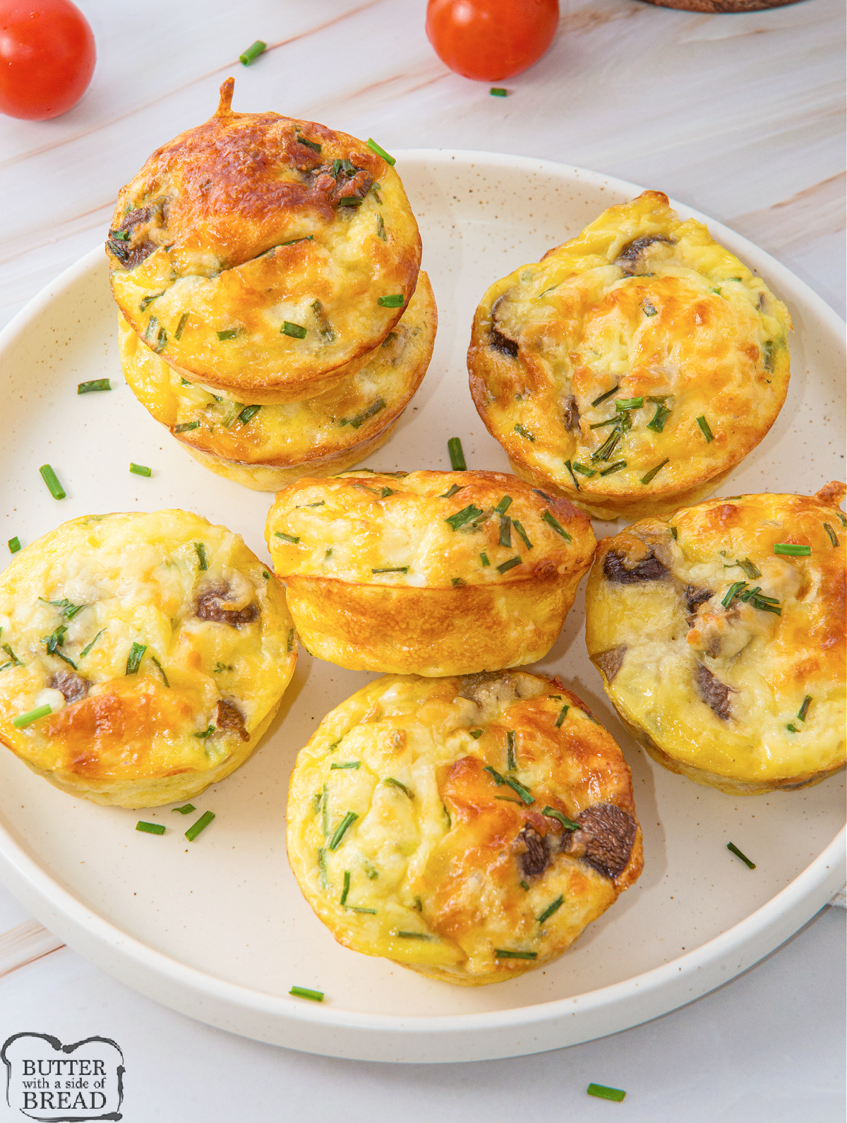 Egg muffins made with cottage cheese and mushrooms.