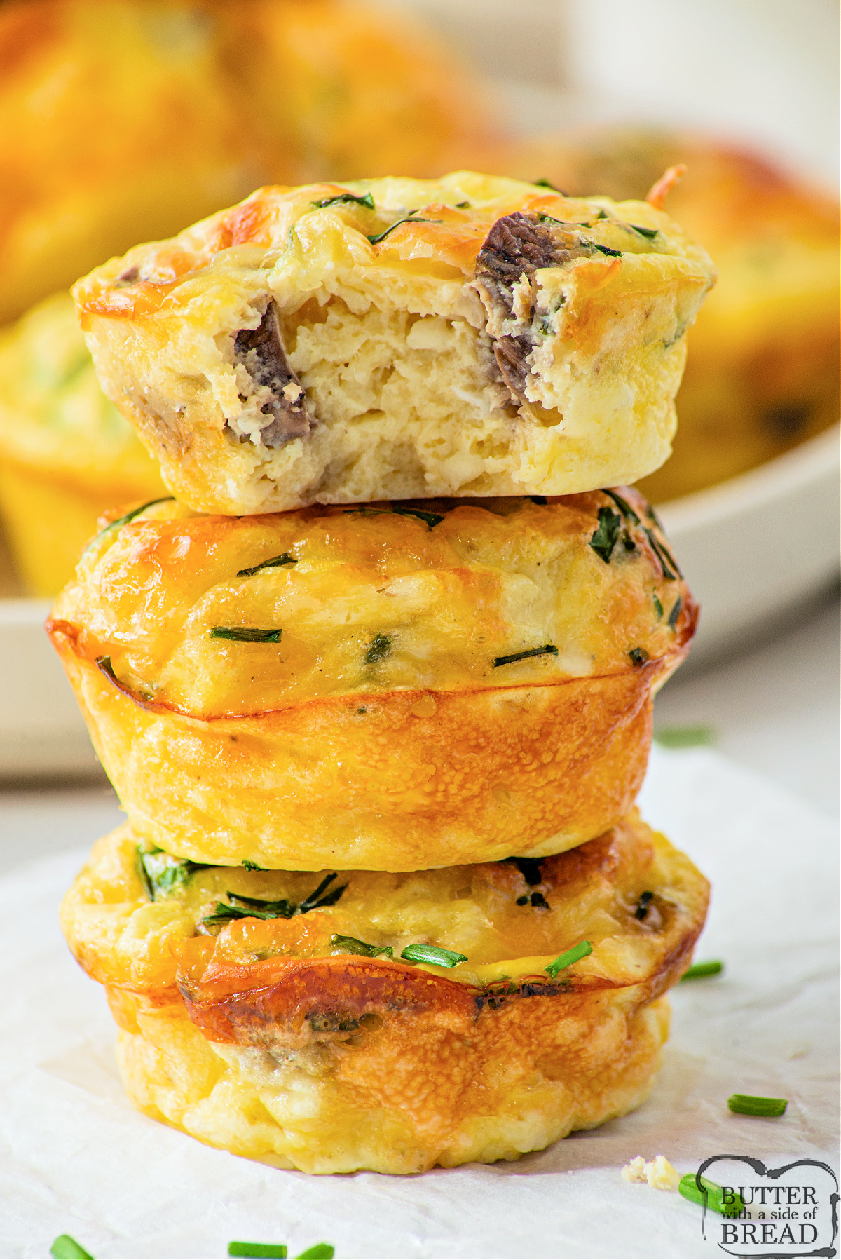 Stack of egg muffins.