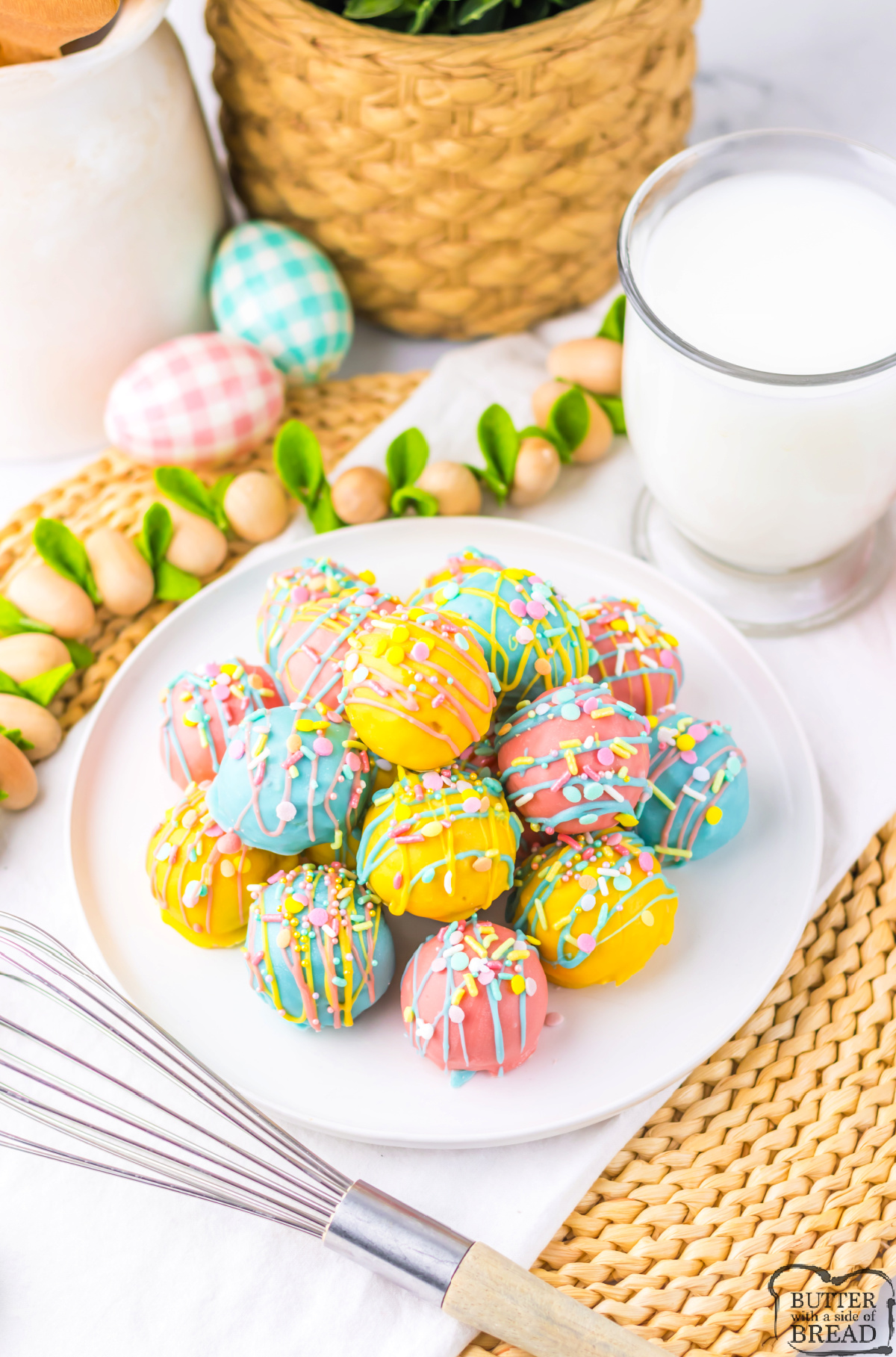 Oreo Balls made with Golden Oreos and dipped with melted candy melts. 