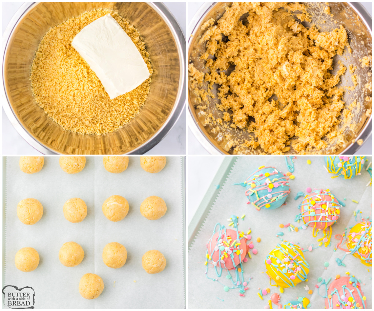 Step by step instructions on how to make Easter Golden Oreo Truffles.