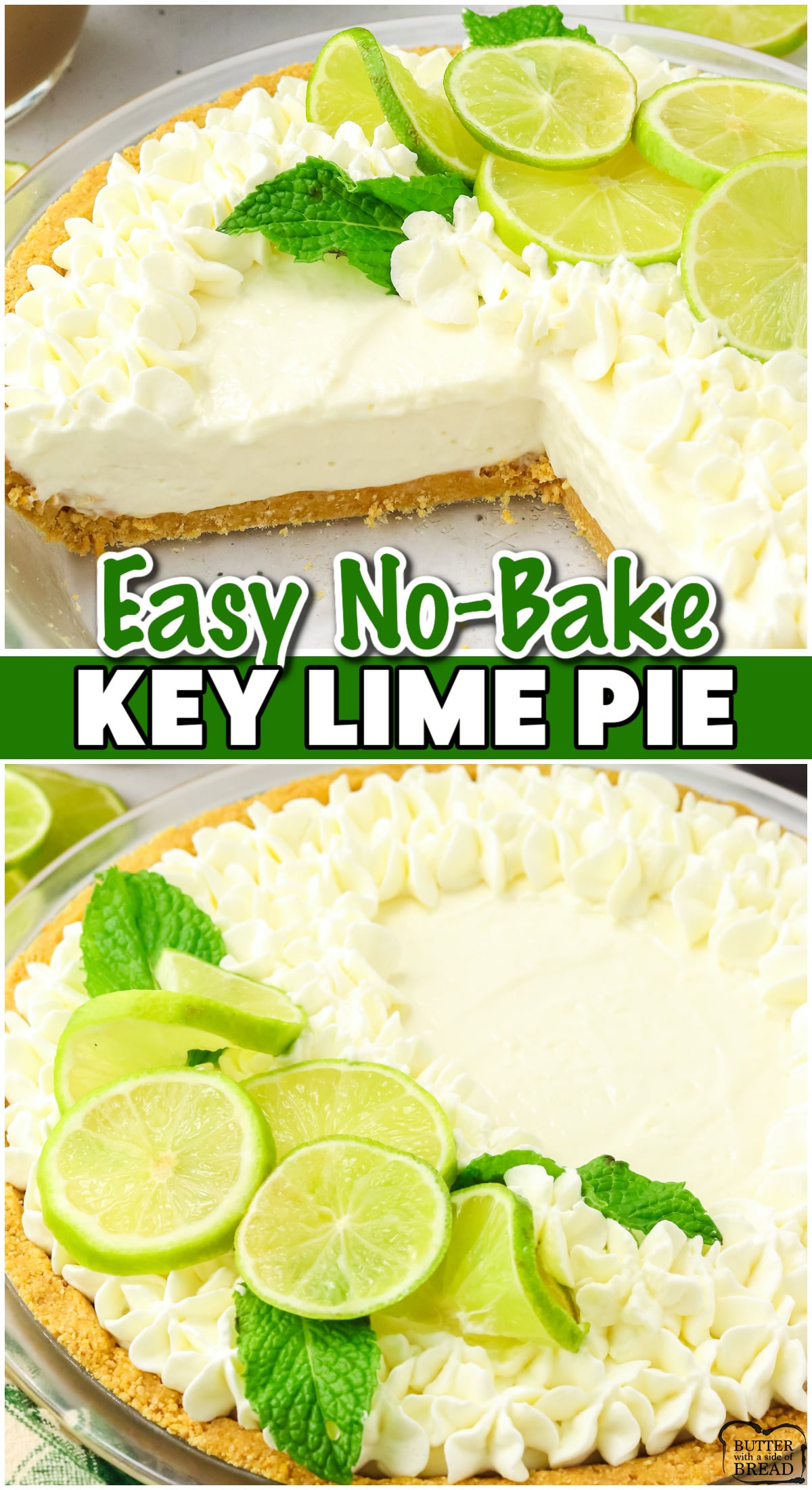 creamy key lime pie in a homemade graham cracker crust