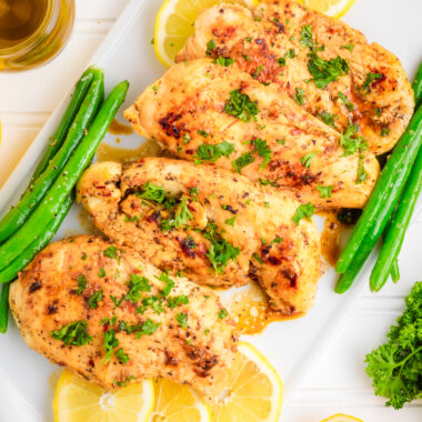 lemon garlic chicken on a platter