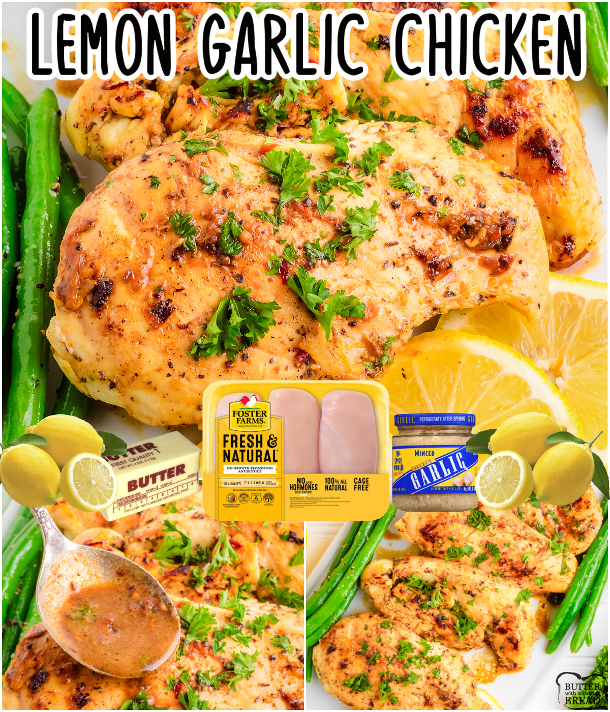 Tender, juicy Lemon Garlic Chicken is marinated & cooked in under an hour for a busy weeknight dinner! Easy lemon chicken with bright, zesty flavors that's sauteed for simple cooking!