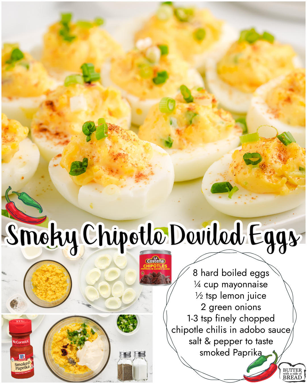 Chipotle Deviled Eggs are everything you love about the classic appetizer with a smoky kick! We added chipotle peppers in adobo sauce to amp up the flavor in these awesome deviled eggs.