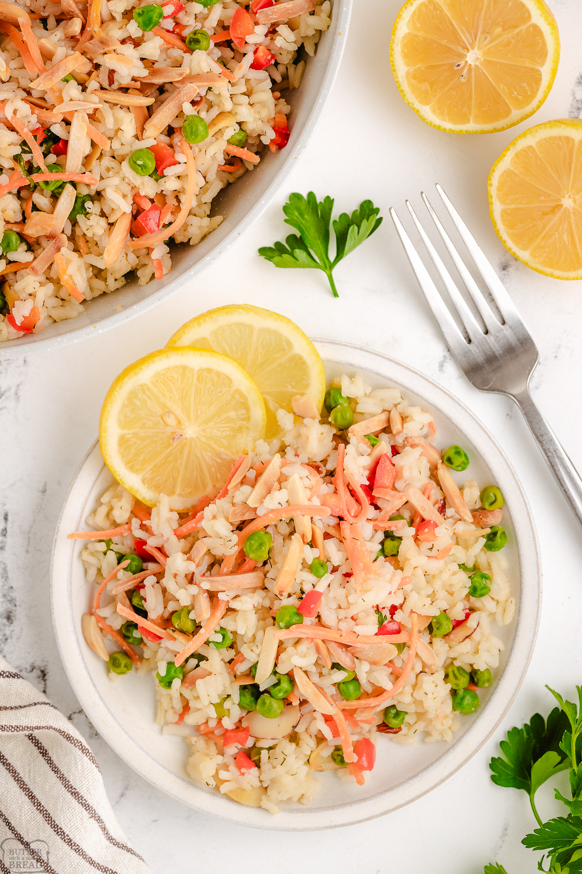 fresh made rice pilaf with Spring vegetables