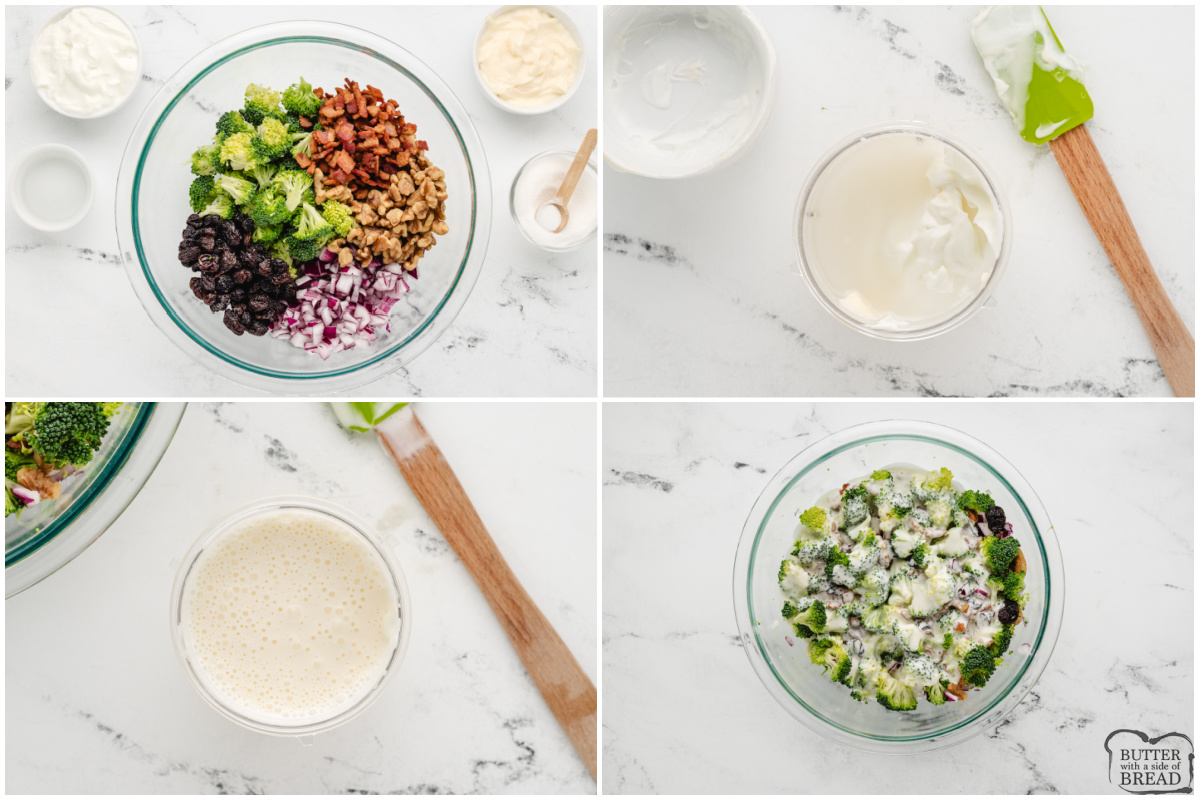 Step by step instructions on how to make Bacon and Broccoli Salad.
