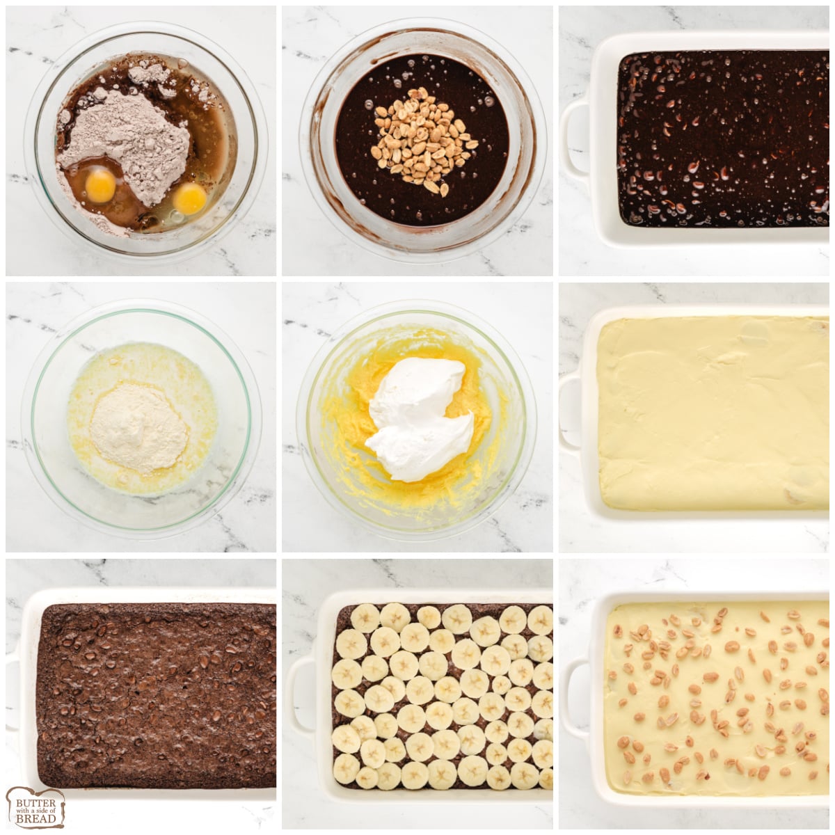 Step by step instructions on how to make Banana Cream Brownies. 