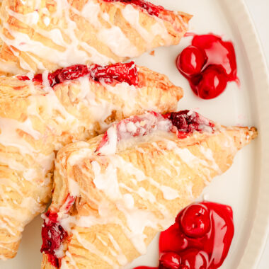 cherry puff pastry with glaze