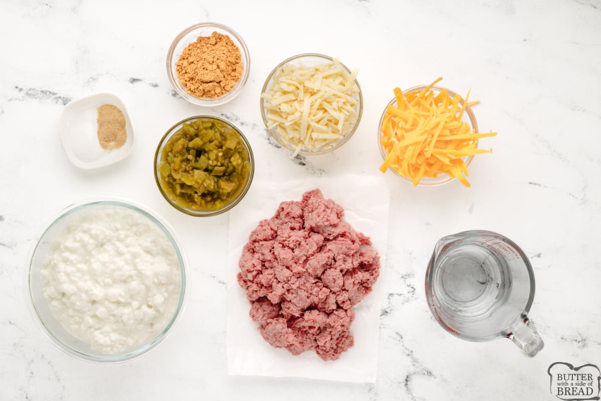 Ingredients in Cottage Cheese Queso Dip.